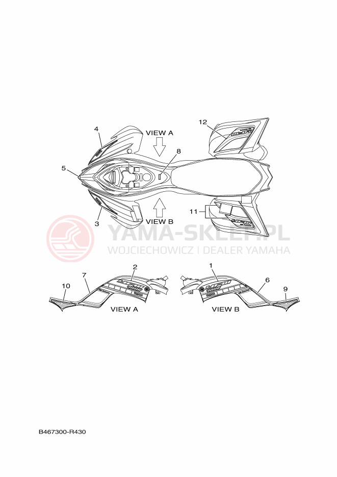 Schemat "Naklejki" do Yamaha YFM700R