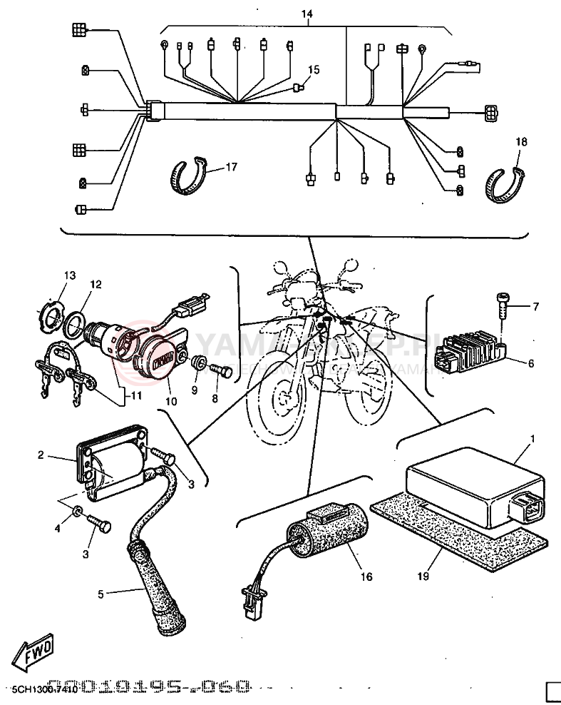 Schemat "układ elektryczny" do Yamaha TT600R