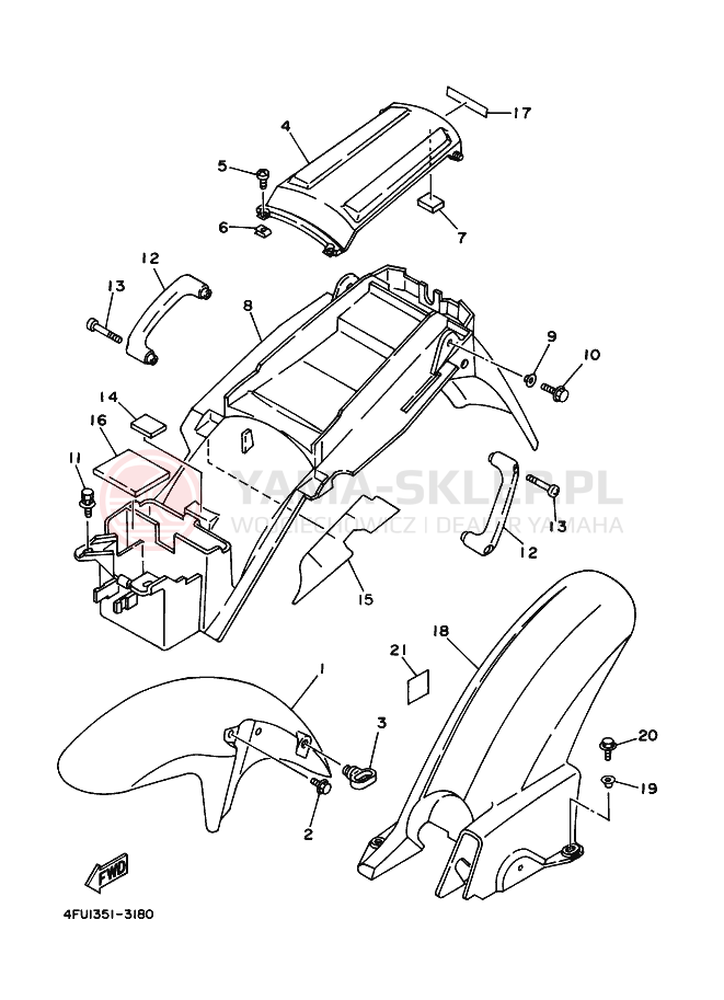 Schemat "błotnik" do Yamaha TDR125