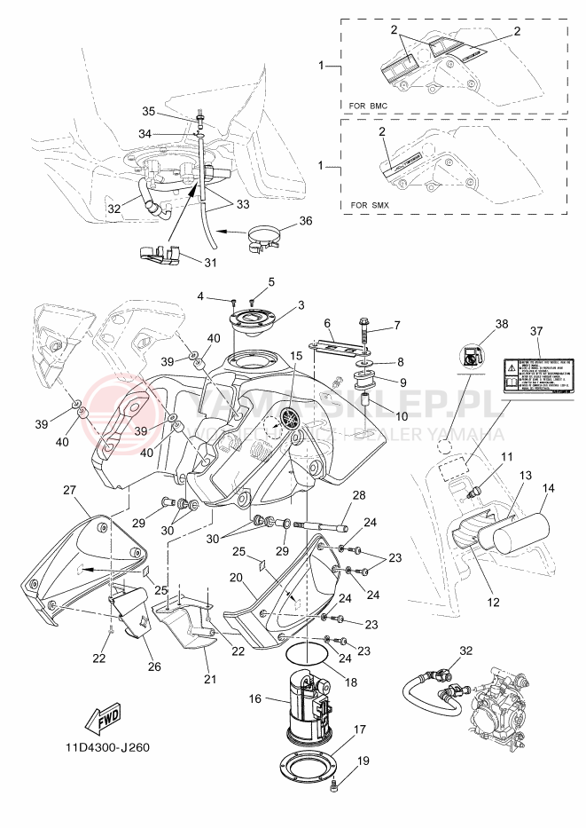 Schemat "zbiornik paliwa" do Yamaha TENERE