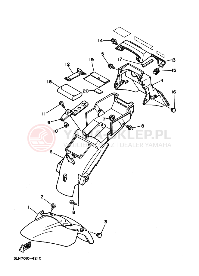 Schemat "błotnik" do Yamaha FZR250R