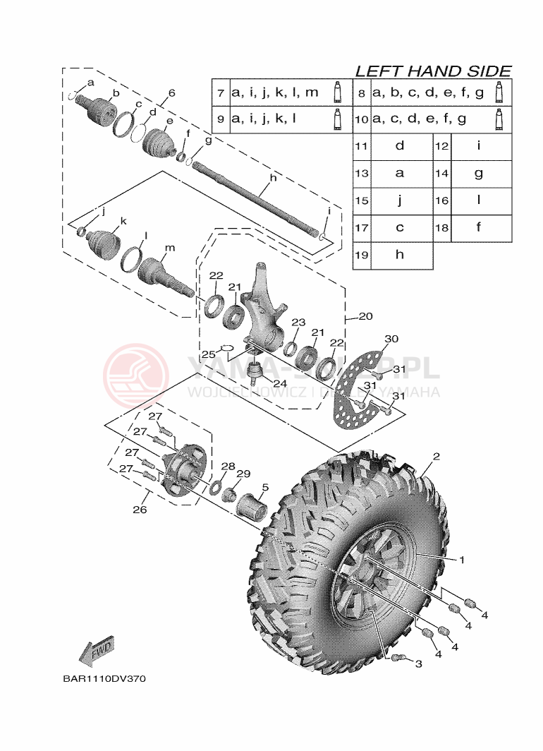 Schemat "Koło przód" do Yamaha WOLVERINE X2 EPS R-SPEC