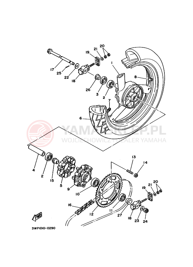 Schemat "Koło tył" do Yamaha SRX250