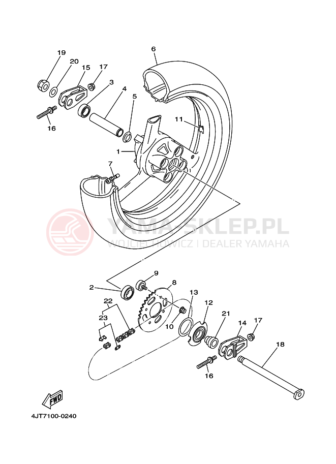 Schemat "Koło tył" do Yamaha TZ125