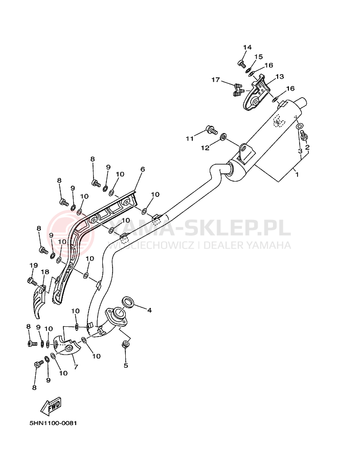 Schemat "Wydech końcowy" do Yamaha TT-R90