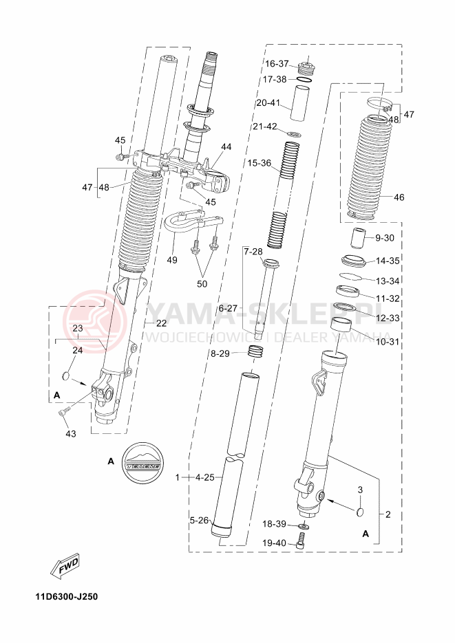Schemat "Amortyzatory przód" do Yamaha TENERE