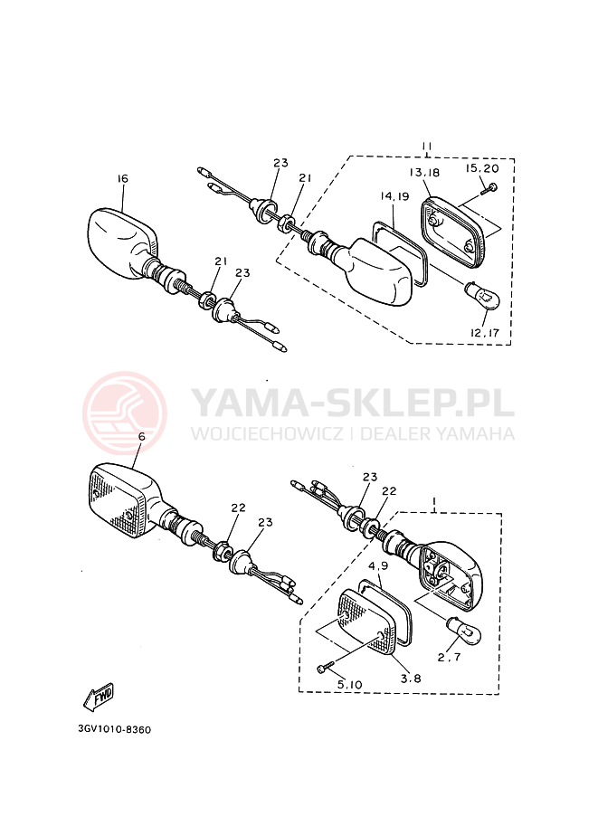 Schemat "kierunkowskazy" do Yamaha SRX400