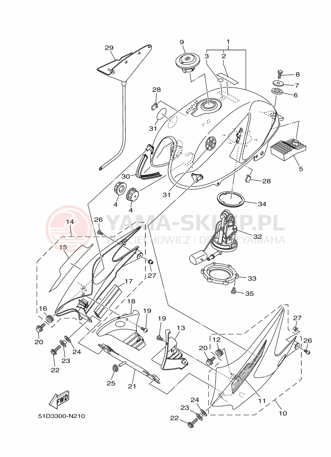 Schemat "zbiornik paliwa" do Yamaha YBR125ED