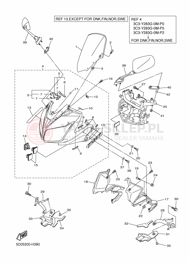 Schemat "elementy nadwozia" do Yamaha FAZER