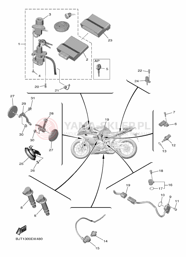 Schemat "układ elektryczny" do Yamaha R7