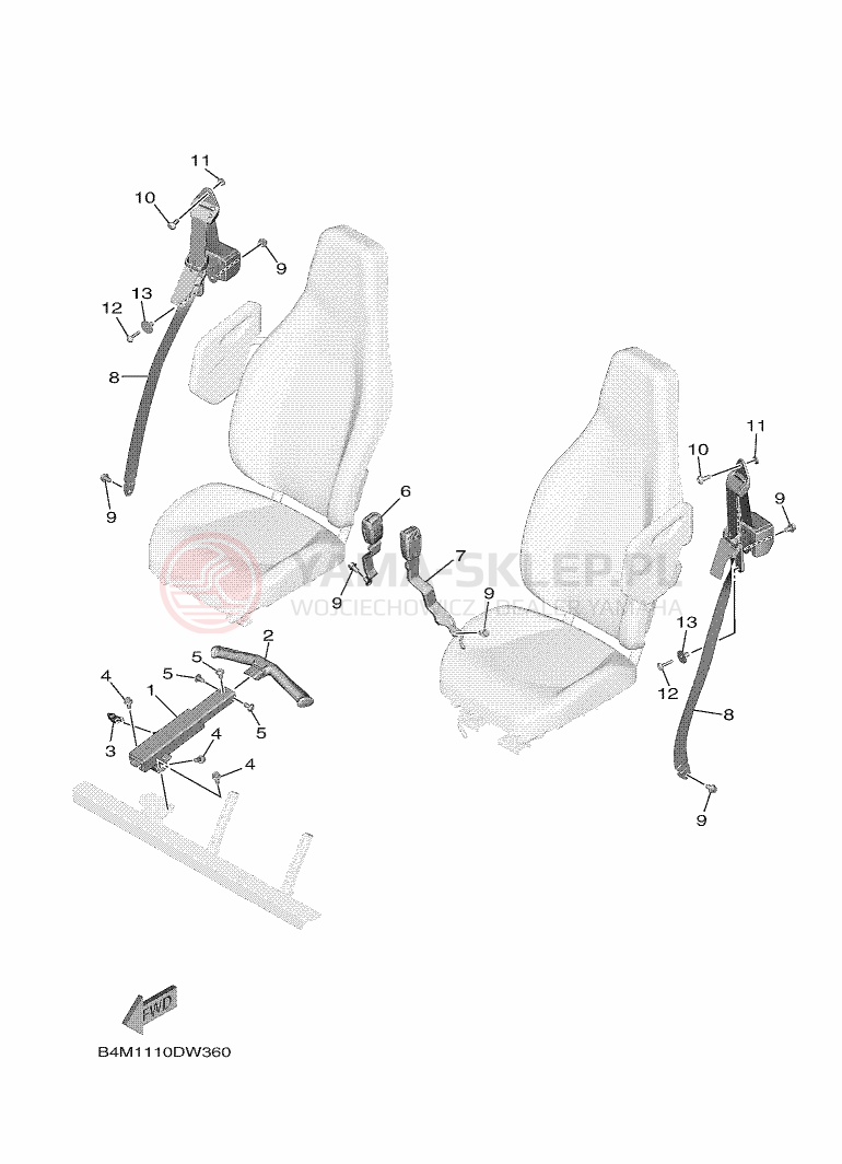 Schemat "siedzenie" do Yamaha YXE1000EW