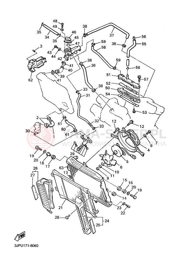Schemat "Układ chlodzenia" do Yamaha VMX12 VMAX