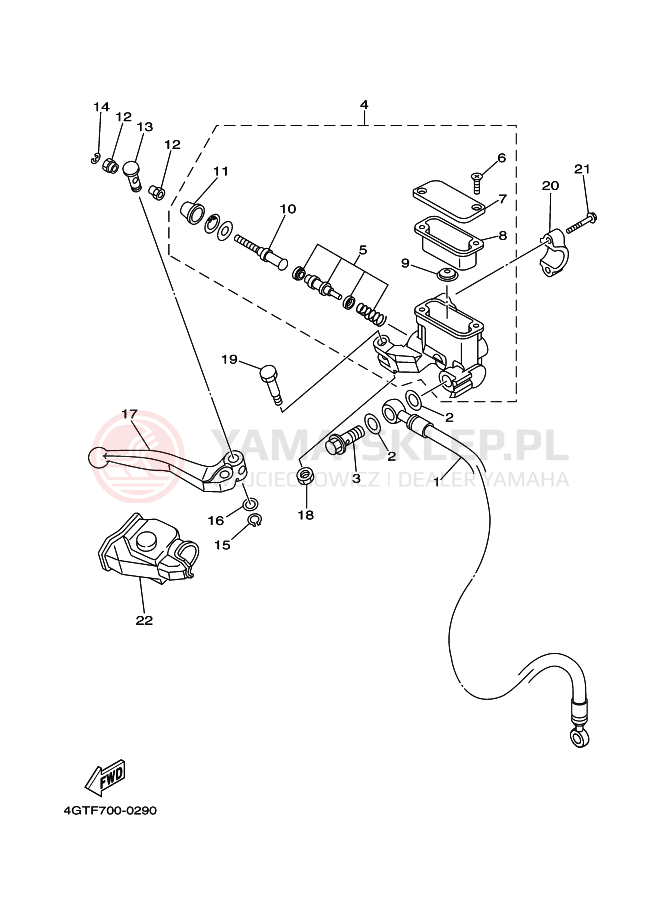 Schemat "Pompa hamulcowa przednia" do Yamaha YZ80