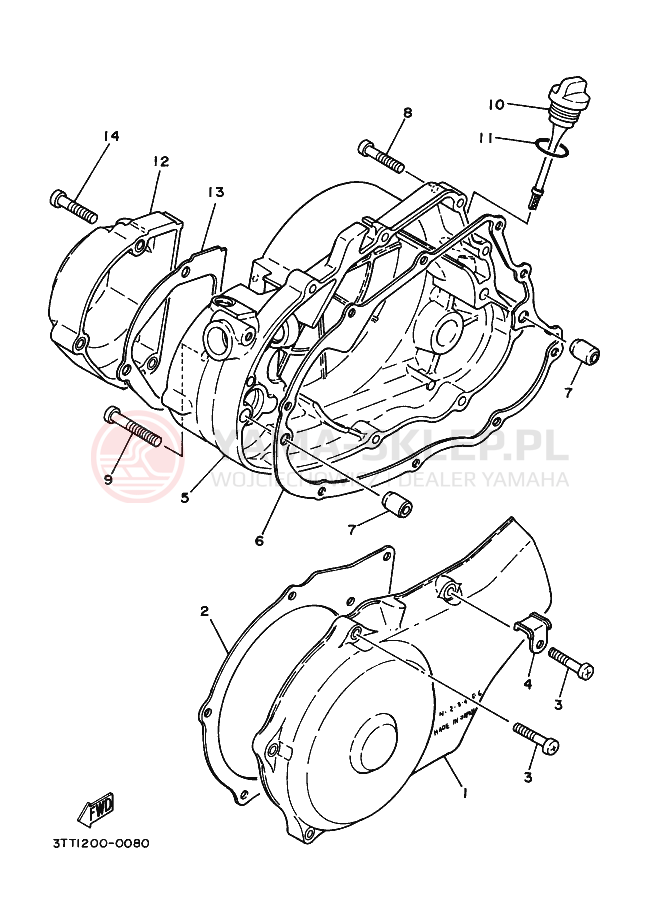 Schemat "Pokrywa silnika" do Yamaha DT125