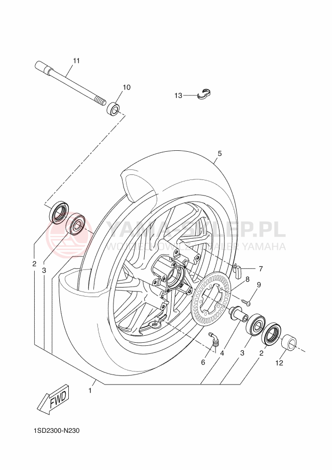Schemat "Koło przód" do Yamaha X-MAX 400 ABS