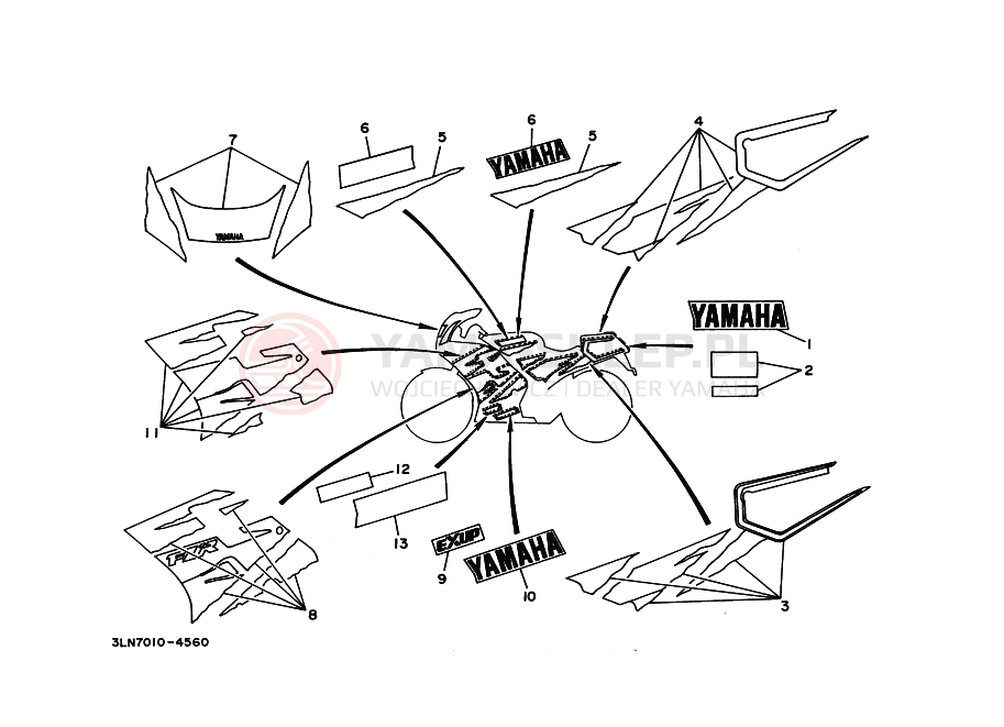 Schemat "naklejki" do Yamaha FZR250R