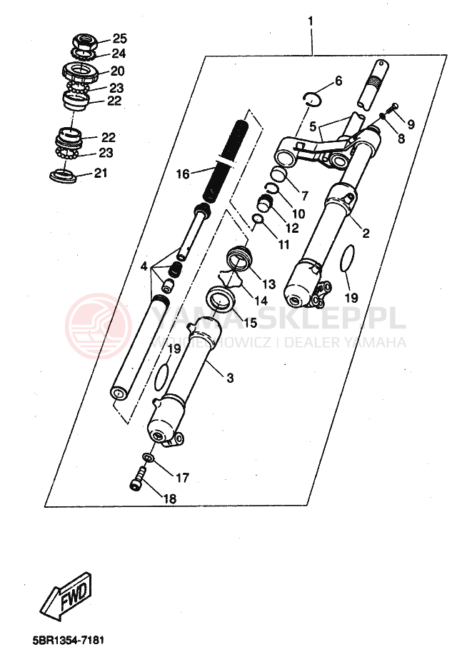 Schemat "Amortyzatory przód" do Yamaha YQ50L