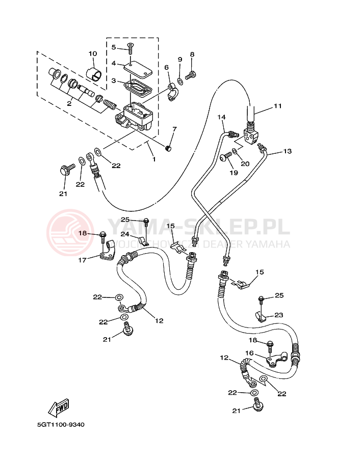 Schemat "Pompa hamulcowa przednia" do Yamaha YFM600FWA