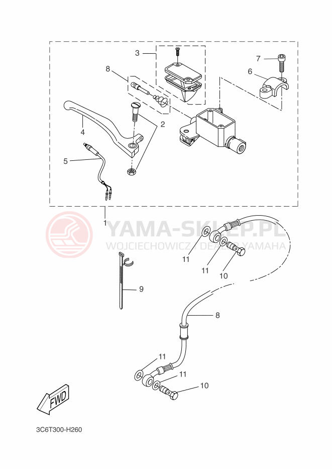 Schemat "Pompa hamulcowa przednia" do Yamaha AEROX