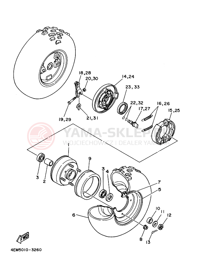 Schemat "Koło przód" do Yamaha YFM80