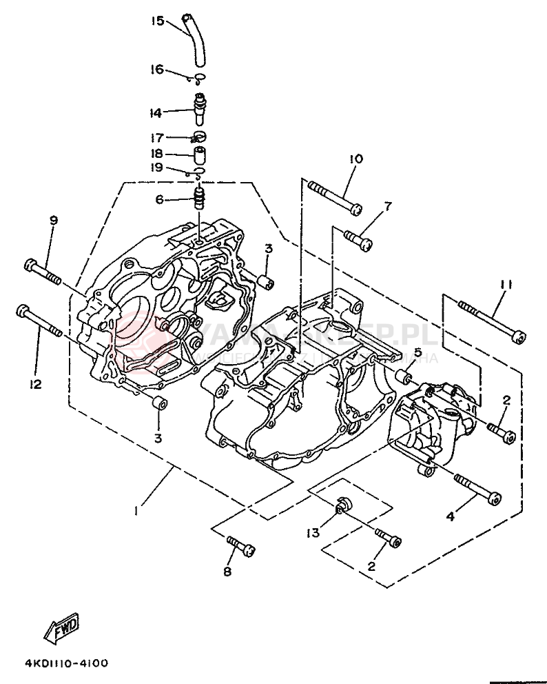 Schemat "Obudowa silnika" do Yamaha YFB250FW
