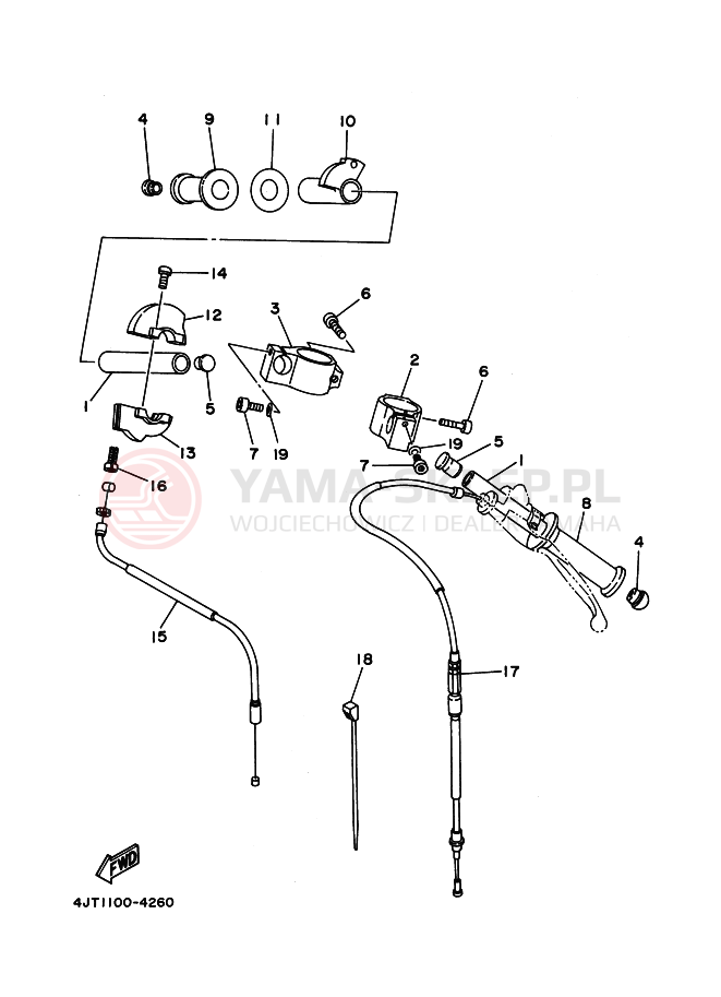 Schemat "Kierownica i osprzęt" do Yamaha TZ125