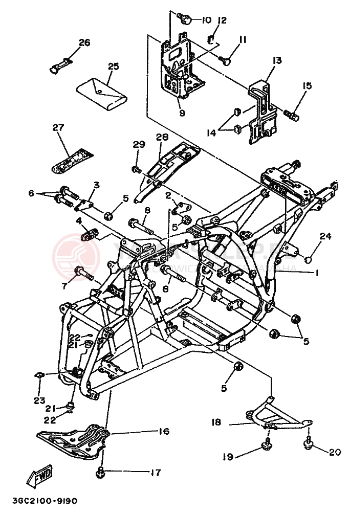 Schemat "rama" do Yamaha MOTO 4 - 200 DX