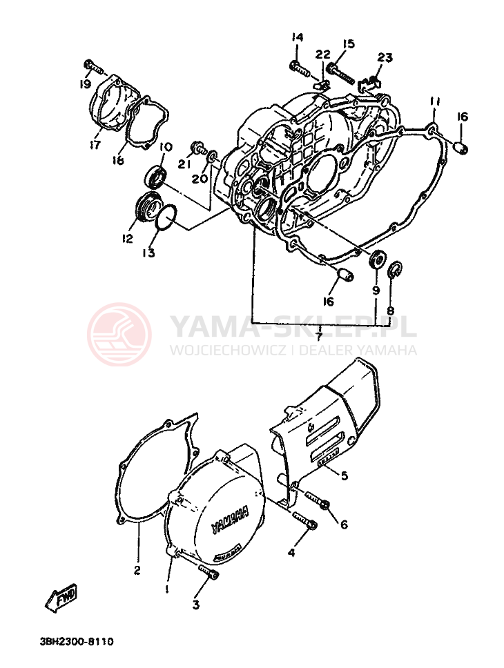 Schemat "Pokrywa silnika" do Yamaha XT500