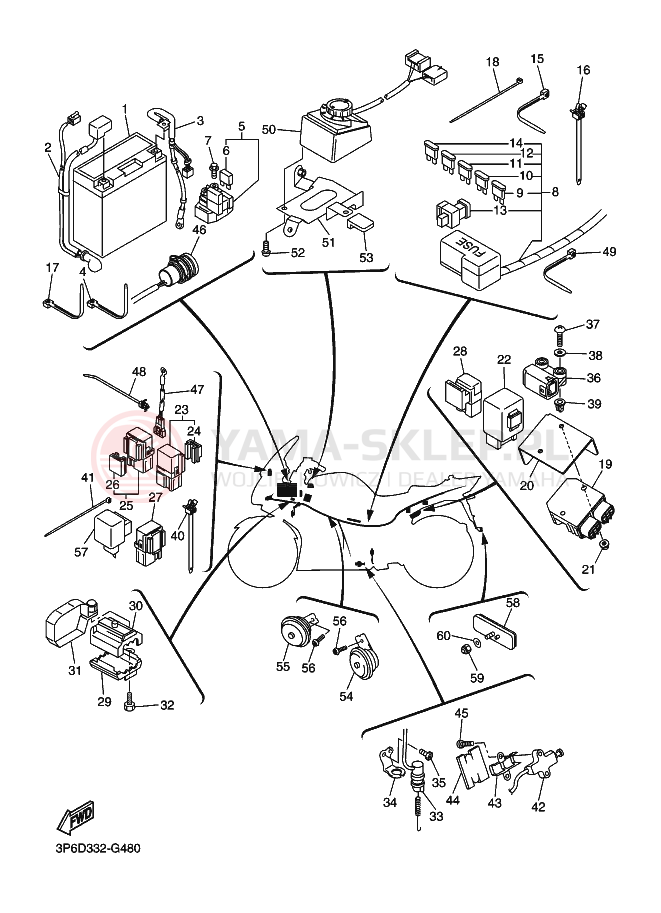 Schemat "układ elektryczny" do Yamaha FJR1300A
