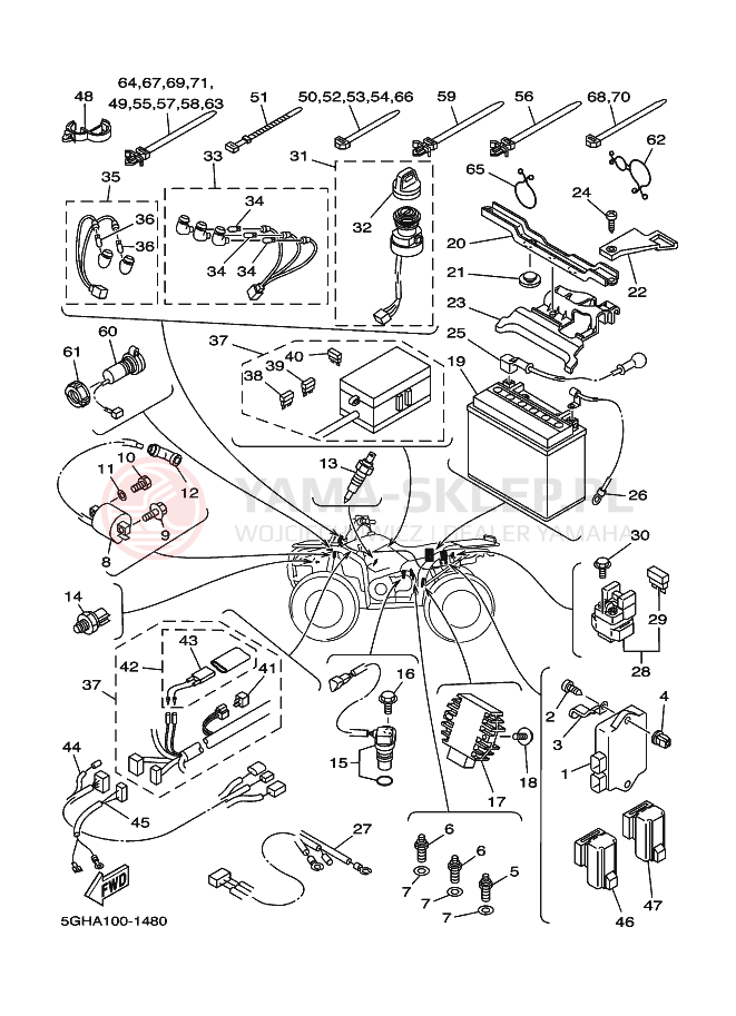 Schemat "układ elektryczny" do Yamaha YFM400FA