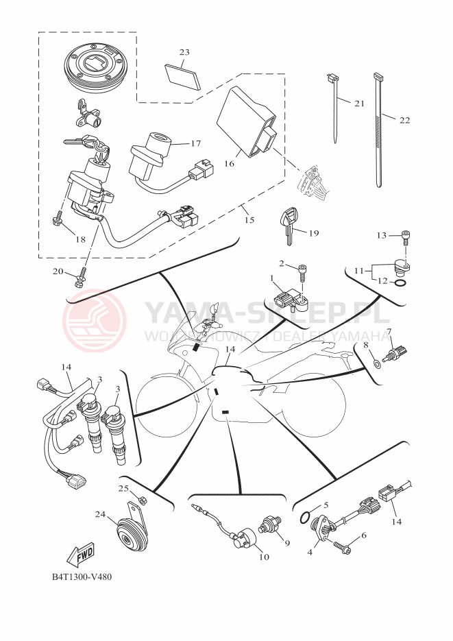 Schemat "układ elektryczny" do Yamaha TRACER 7