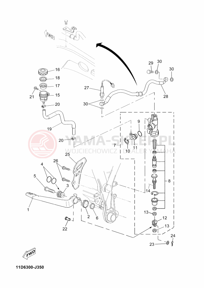 Schemat "Pompa hamulcowa tył" do Yamaha TENERE