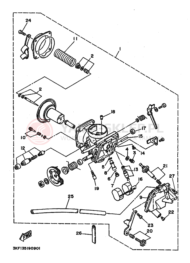 Schemat "Gaźnik" do Yamaha XV240 VIRAGO