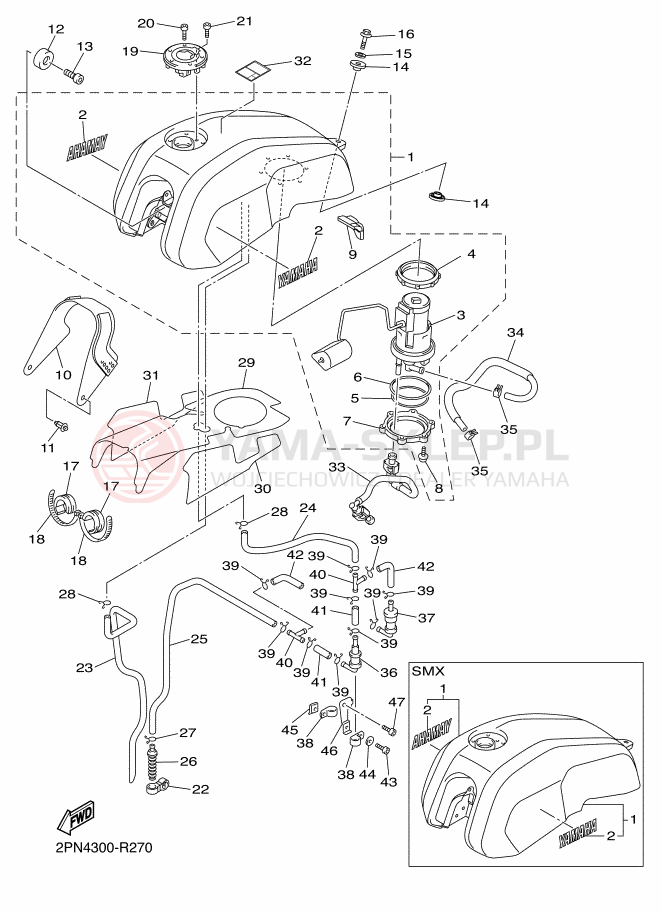Schemat "zbiornik paliwa" do Yamaha XJR 1300