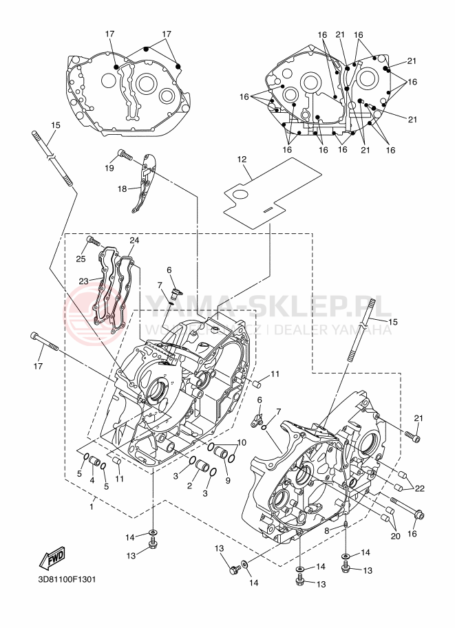 Schemat "Obudowa silnika" do Yamaha XVS1300A