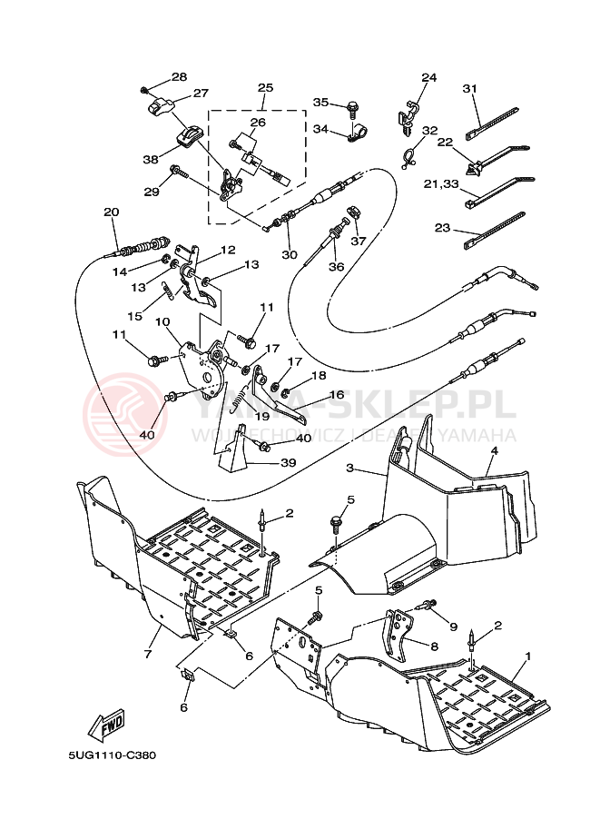 Schemat "Stopka postojowa i podnóżki" do Yamaha RHINO 660