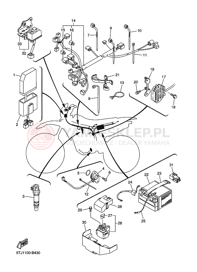 Schemat "układ elektryczny" do Yamaha WR450F
