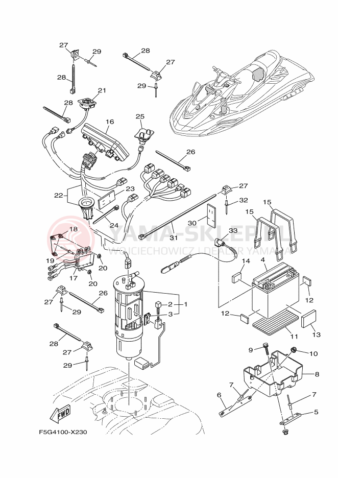 Schemat "układ elektryczny" do Yamaha FX1800H-X