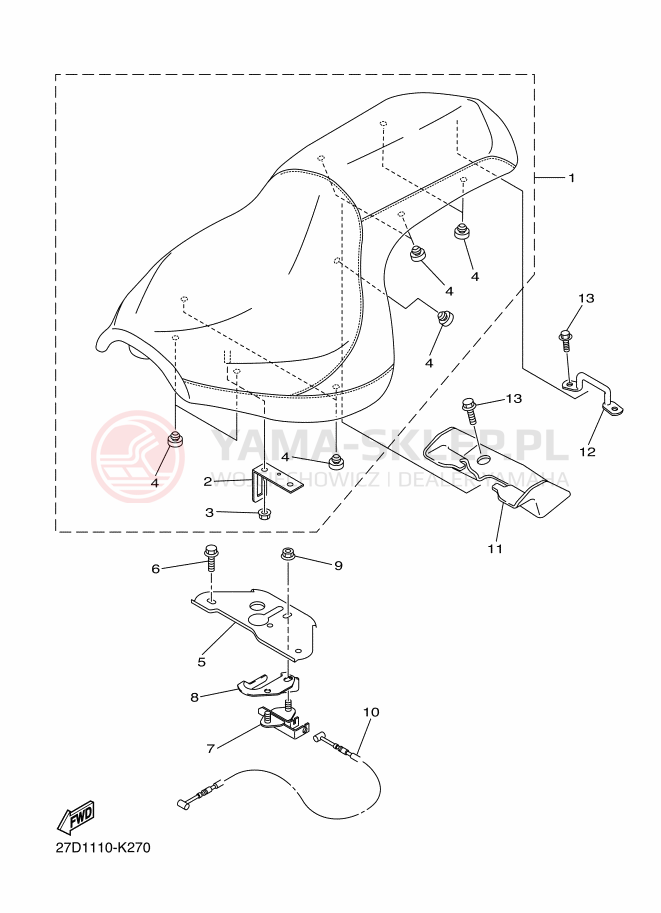 Schemat "siedzenie" do Yamaha XVS1300CU