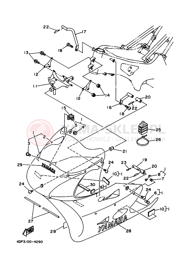 Schemat "Obudowa silnika" do Yamaha TZ250