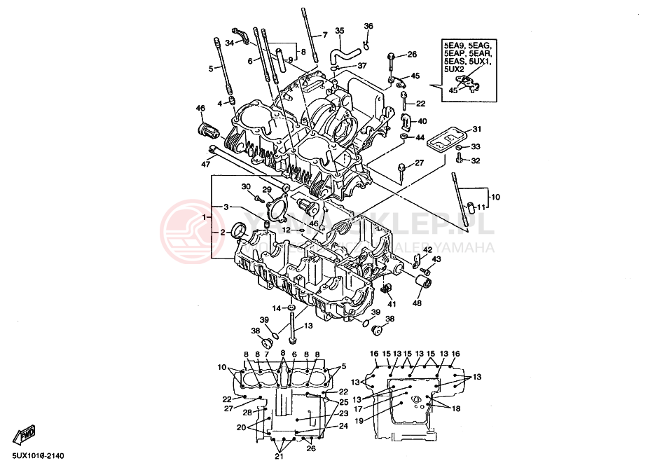 Schemat "Obudowa silnika" do Yamaha XJR1300
