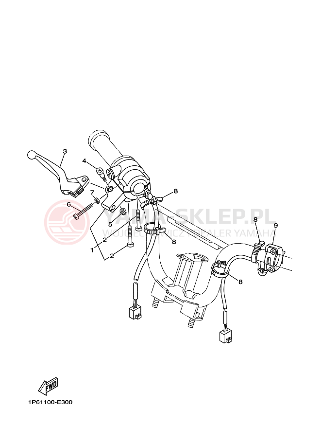 Schemat "Kierownica i osprzęt" do Yamaha TT-R50E