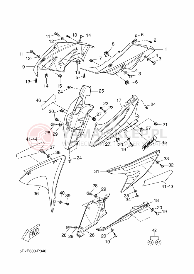 Schemat "elementy nadwozia" do Yamaha YZF-R125 ABS