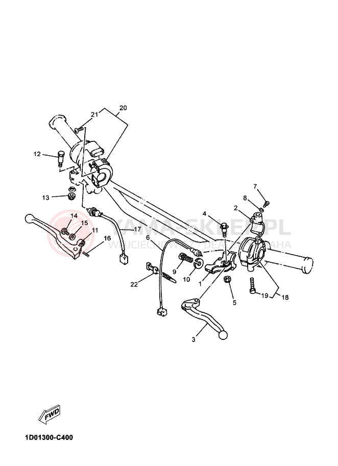 Schemat "Kierownica i osprzęt" do Yamaha DT125X DT 125 SM