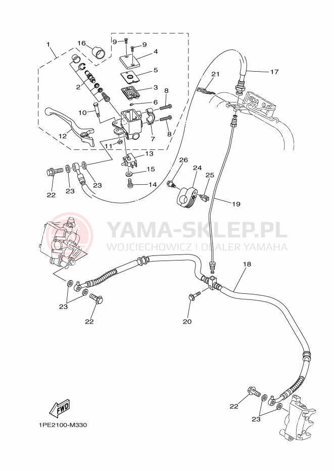 Schemat "Pompa hamulcowa przednia" do Yamaha YFM700R