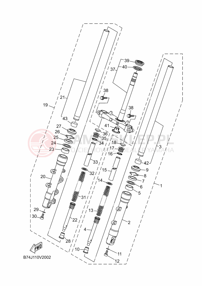 Schemat "Amortyzatory przód" do Yamaha X-MAX 300