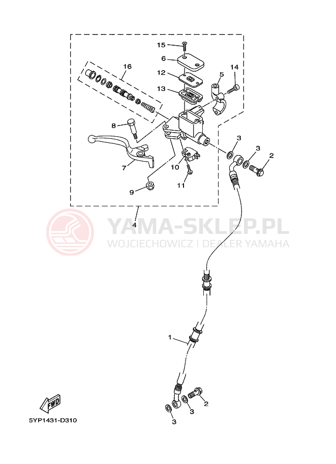 Schemat "Pompa hamulcowa przednia" do Yamaha T135FI