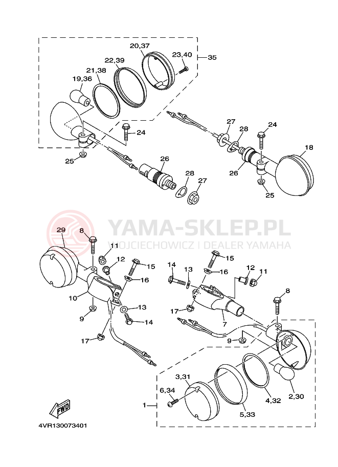 Schemat "kierunkowskazy" do Yamaha XVS650 DRAGSTAR