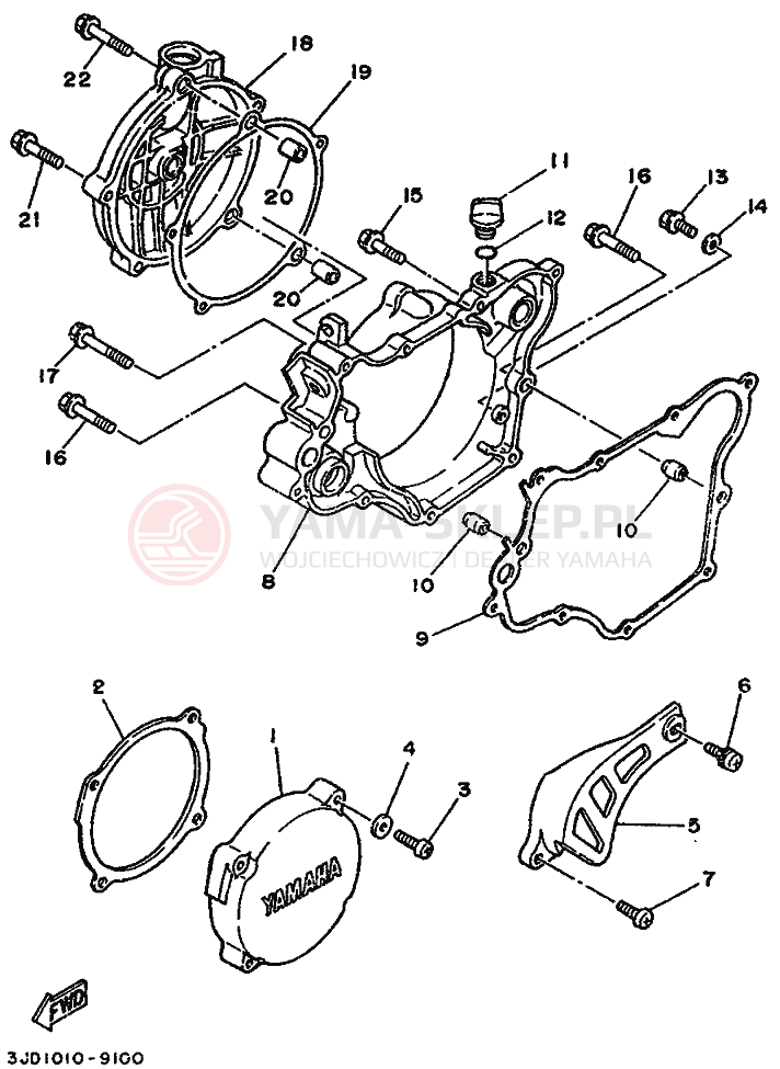 Schemat "Pokrywa silnika" do Yamaha YZ125