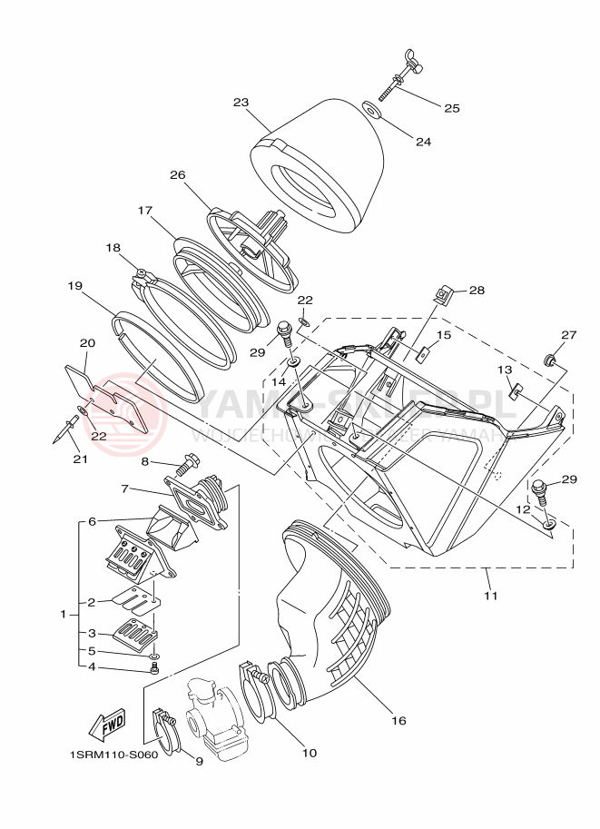 Schemat "Wtrysk paliwa" do Yamaha YZ125